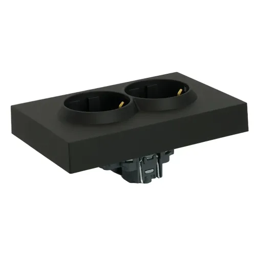 Розетка 2-ая 2P+E ЭМИЛИ шторки черный RST16-5114-05