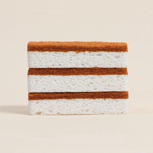 Губки для посуды SL Home из древесной целлюлозы с кокосовым абразивом 3шт (10243156)