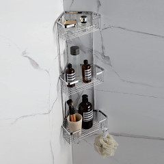 Полка для ванной комнаты угловая FRAP F351-2 3-х ярусная, нерж./хром