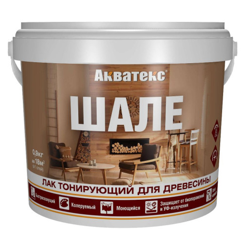 Лак тонирующий АКВАТЕКС ШАЛЕ для древесины белый 0,9л