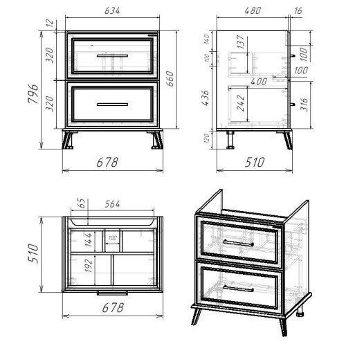 Тумба EVA GOLD 75 