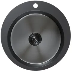 Мойка нерж. врезная MIXLINE PRO D50 тол. 3 мм, чёрный графит, с сифоном