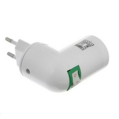 Переходник вилка-патрон E27 с выключателем белый ECOLA (483242)