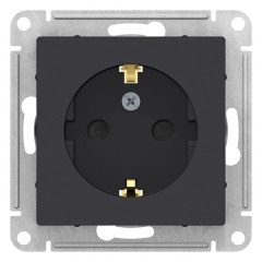 Розетка 2P+Е AtlasDesign шторки карбон SchE ATN001045