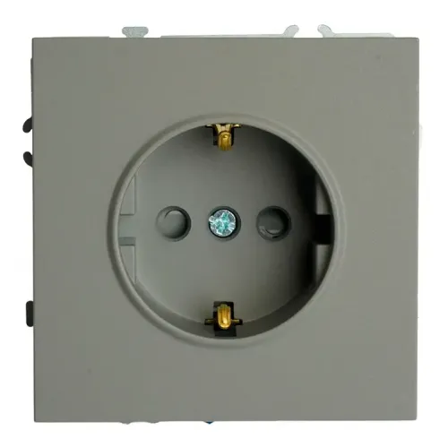 Розетка 2P+Е ЭМИЛИ шторки платиново-сер RST16-5110-10