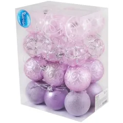 Шары новогодние ВОЛШЕБНАЯ СТРАНА набор 24шт. SYCB17-338 6см розовый (003336)