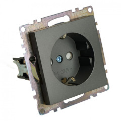 Розетка 2P+Е Катрин графит с защитной шторкой GLS16-7110-06