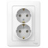 Розетка 2-ая 2P+E AtlasDesign в сборе бел. SchE ATN000124