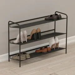 Полка для обуви металлическая Женева 3 секции 86,5*27*60см черная (467415)
