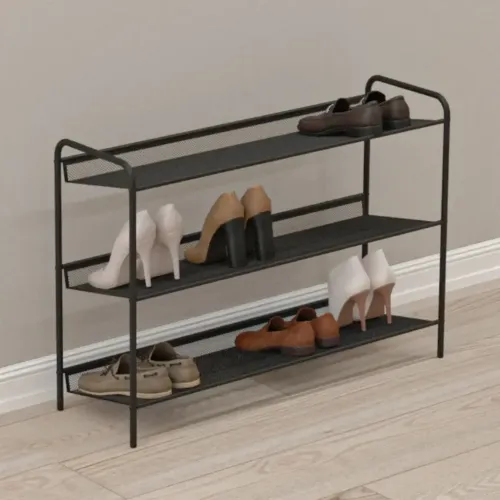 Полка для обуви металлическая Женева 3 секции 86,5*27*60см черная (467415)