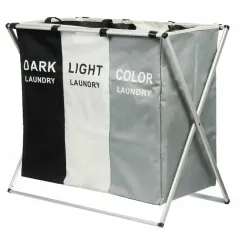 Корзина для белья 65х39х60 см прямоугольная, 3 секции (Y6-10753)