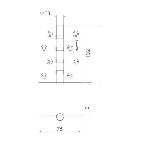 Петля накладная ARMADILLO 102x76x3 INOX304 флорентийское золото БЛИСТЕР (46731)