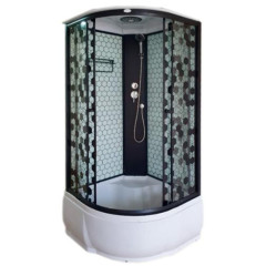 Душевая кабина ДАНА 90х90х215см выс. поддон, заднее стекло чёрное, соты, 60