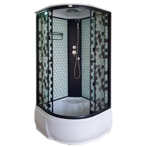 Душевая кабина ДАНА 90х90х215см выс. поддон, заднее стекло чёрное, соты, 60