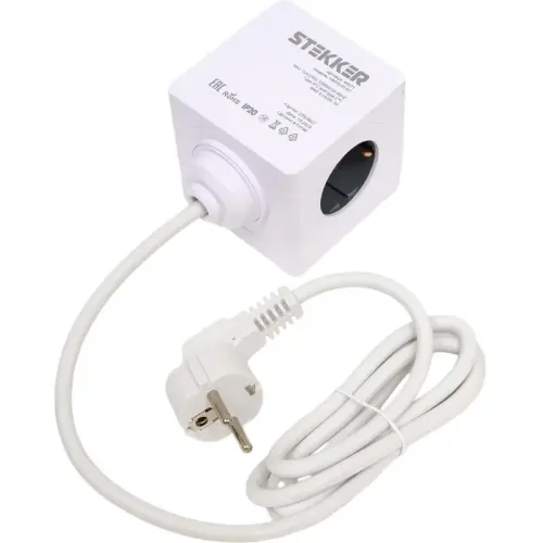 Удлинитель 3-мест. 2USB+1С белый 1.5м HM10-41-01 STEKKER Comfort 49571