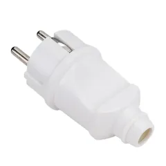 Вилка прямая белая 2Р+РЕ 16А 250В STEKKER 32851