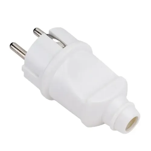 Вилка прямая белая 2Р+РЕ 16А 250В STEKKER 32851