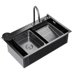 Мойка нерж. врезная MIXLINE PRO 750х460х215мм,черн.графит, сиф/доз/смесит/кол/д.р/о.с