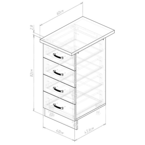 Стол рабочий EVA GOLD 40 дуб бунратти (4 ящика)
