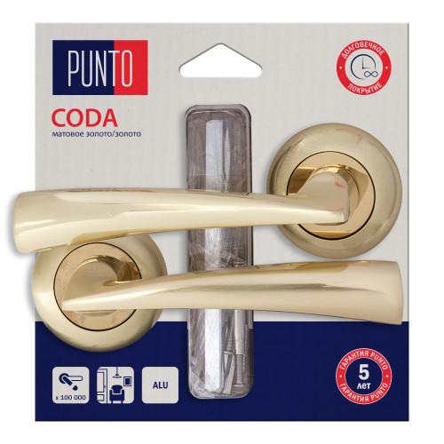 Ручки раздельные PUNTO LM/A R.TL54.CODA/HD SG/GP-4 матовое золото/золото (45543)