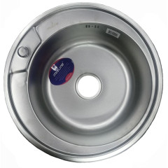 Мойка нерж. врезная MIXLINE круглая 51х18 тол. 0,8мм, декор (сифон)