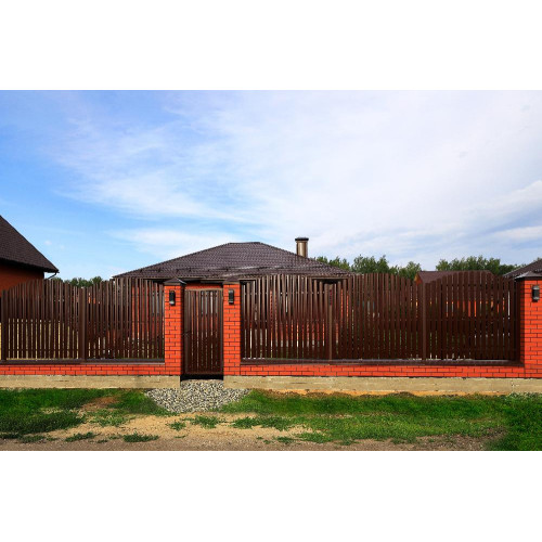 Штакетник Twin фигурный 0,45мм PE (RAL 8017 Шоколад) 1,3м