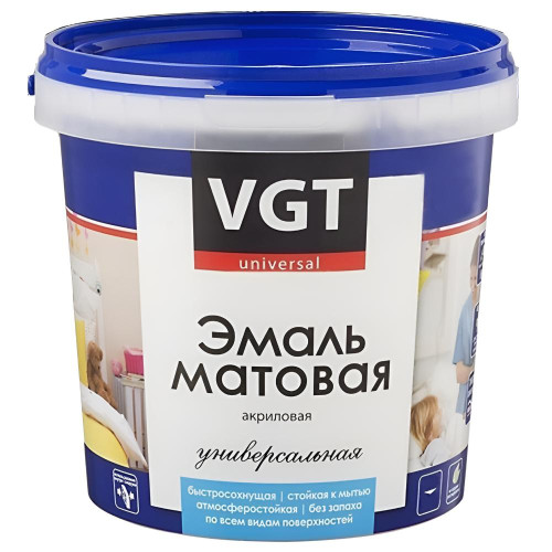 Эмаль в/д VGT акрил. 1179 универсал Матовая Черная 1кг