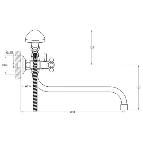 Смеситель для ванны G-LAUF JMX7-A605, круглый поворотный излив