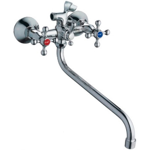 Смеситель для ванны FRAP F2208-2 керам. кран-букса встр. диверт, ручка крест, латунь