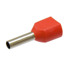 Наконечник штыревой втулочный изолир. двойной 2х 1,0мм.кв. х 8мм красный (уп.=100шт.) КВТ (400584)