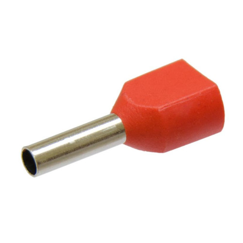 Наконечник штыревой втулочный изолир. двойной 2х 1,0мм.кв. х 8мм красный (уп.=100шт.) КВТ (400584)