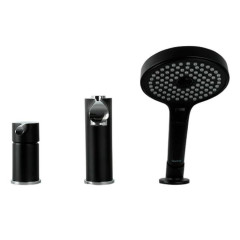 Смеситель для ванны врезной GAPPO на 3 отверстия G1103-6 чёрный/хром