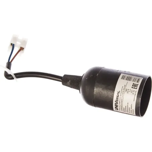 Патрон Е27 пластиковый подвесной гладкий с клеммной колодкой черный UNIVersal 4А 250В 1352