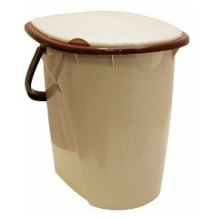 Ведро туалет 24л с крышкой, бежевый мрамор, со сливом, Idea, М2460