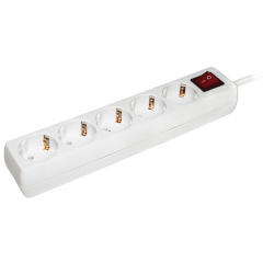 Удлинитель 5-мест. 3м 2P+E с выкл. бел. 16А (ПВС 3х1,0) IEK (560389)