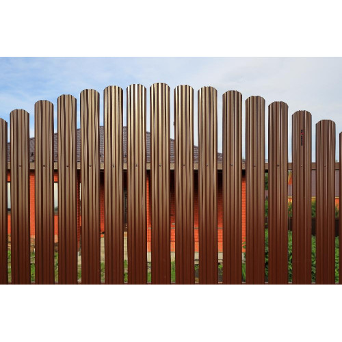 Штакетник Twin фигурный 0,45мм PE (RAL 8017 Шоколад) 1,3м