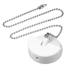 Пробка для ванной ТЭП с латунной цепочкой 50см + держатель