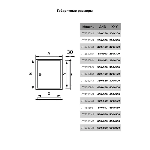 Люк технологический металлический с замком ЛТ2030М3
