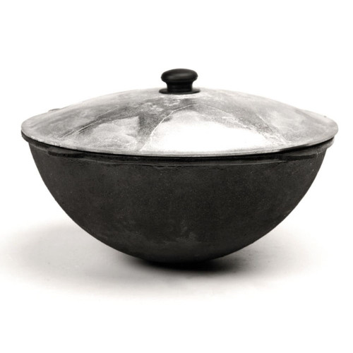 Казан УЗБЕКСКИЙ чугунный с крышкой, дно круглое, 12л