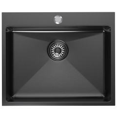 Мойка нерж. врезная MIXLINE PRO 60х50 тол. 3 мм,черный графит, с сифоном
