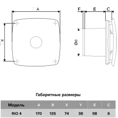 Вентилятор осевой вытяжной D100 RIO 4C gray metal