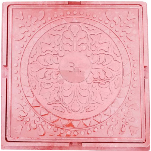 Люк ПП квадратный (тип-Л) 3т 66х66см красный