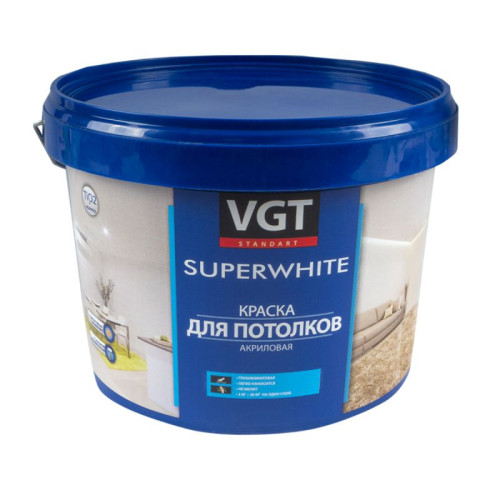 Краска в/д VGT 2180 акрил. для Потолков Супер Белая 3кг