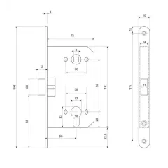 Защелка межкомн. APECS 5300-P-GRF (15077)