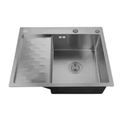 Мойка нерж. врезная РМС, MRK-6350BL-R, 630х500 мм, цвет темн.графит, дозатор, сифон