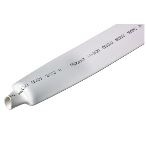 Трубка термоусаживаемая ф 20/10 мм белая REXANT 22-0001