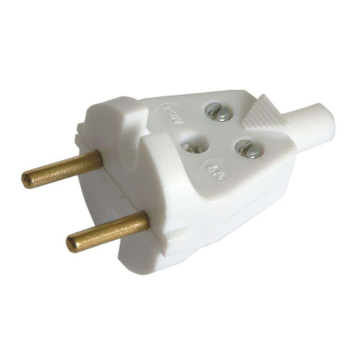 Вилка СВЕТОПРИБОР 2Р белая 6А/250В В6-001 (46290)