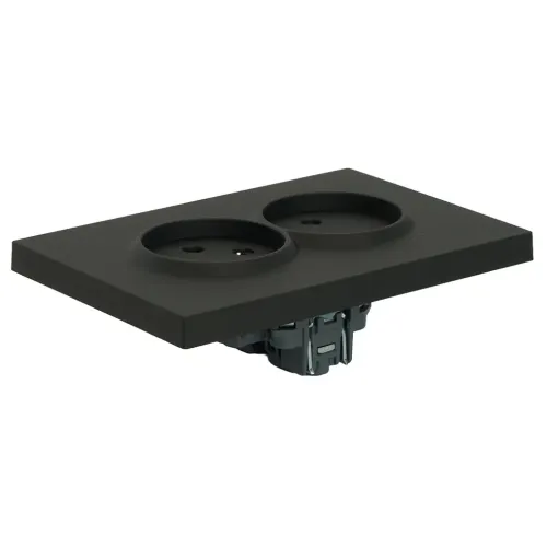 Розетка 2-ая 2P ЭМИЛИ шторки черный RST16-5116-05