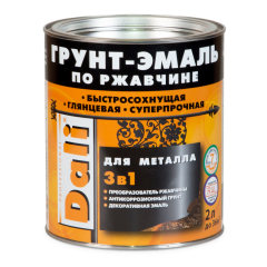 Грунт-эмаль DALI по ржавчине 3 в 1 гладкая RAL 9005 чёрная 2 л