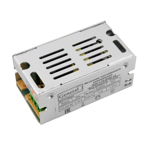 Блок питания для Led ленты General 12V 15W 70х38х30  IP20 512200